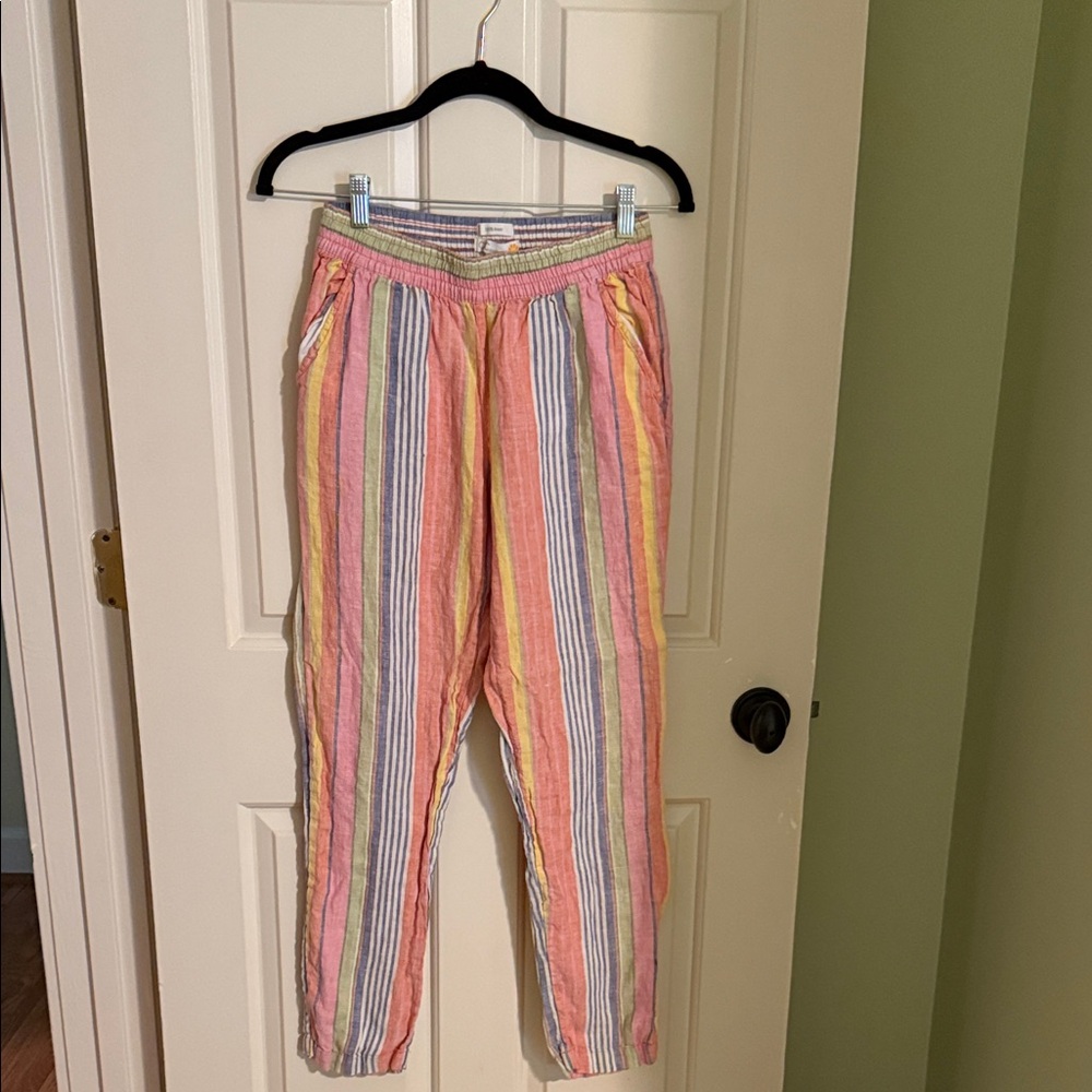 C&C California Pastel Striped Linen Pants Size Small
